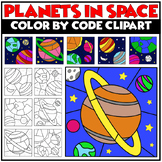 Color by Number or Code Clip Art Planets in Space