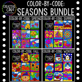 Preview of Color by Number or Code: Seasons Bundle {Creative Clips Clipart}
