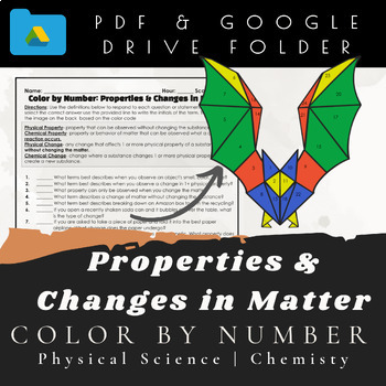 Preview of Color by Number: properties and changes in matter- Physical Science