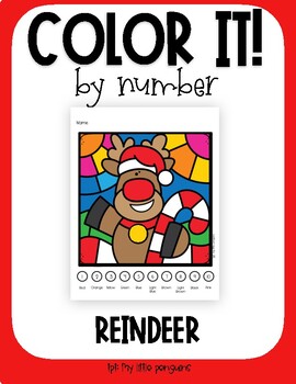 Color by Number with Holiday Reindeer by My Little Penguins | TpT