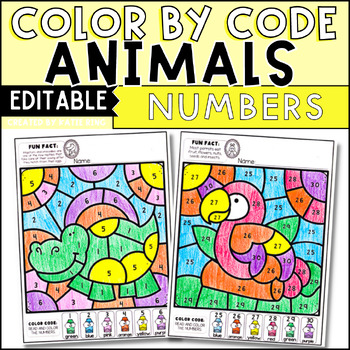 Preview of Color by Numbers 1-30 Color by Code Editable Activities