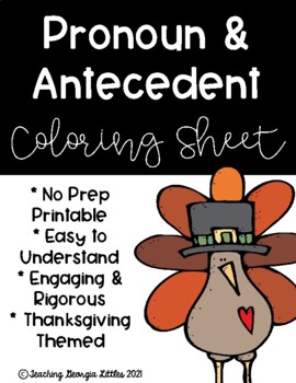 Preview of Color by Pronoun/ Antecedent Thanksgiving Edition