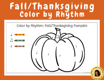 Preview of Fall/Thanksgiving Color by Rhythm: Ta, Titi, and Quarter Rest (also Digital)