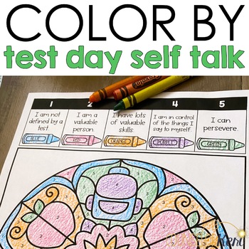 Preview of Color by Self Talk for Test Day Counseling Activity: Test Anxiety Affirmations