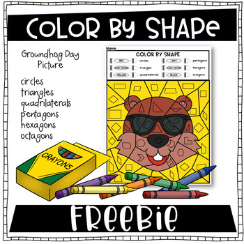 Preview of Color by Shape - Groundhog Day Freebie - Polygons