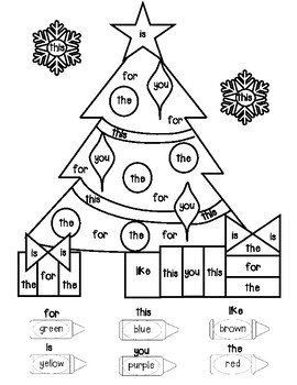Color by Sight Word Christmas Tree by Christen Hathaway | TPT