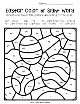 color by sight word easter pre k worksheets by the keeper of the memories