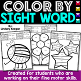 Color by Sight Word Worksheets with Large Spaces for Fine 