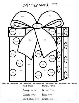 Color by Sight Word (November and December) by Carolyn McCleary | TpT