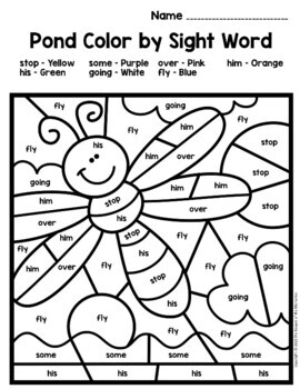 Color by Sight Word Pond First Grade Worksheets by The Keeper of the ...