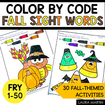 Preview of Color by Sight Word - Sight Word Practice - Fall Color by Code - Number Words