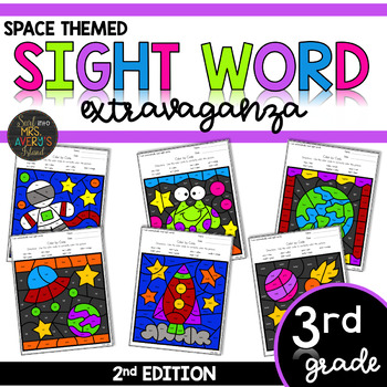 Preview of Color by Sight Word | Space Activities | Third Grade Sight Words