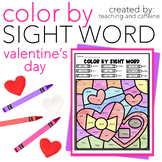 Color by Sight Word Worksheets | Valentine's Day
