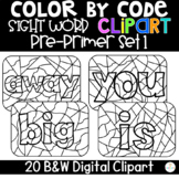 Color by Sight Words {Clipart} Pre-Primer Set 1 Color by Code