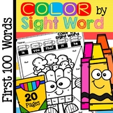 Color by Sight Words Coloring Pages Number Worksheet kindergarten