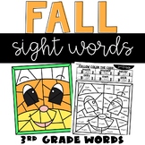 Color by Sight Words Fall with 3rd Grade Words High Freque