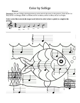 Preview of Color by Solfege- Treble Clef, Fish Edition