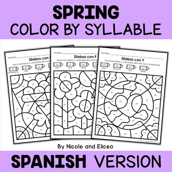 Preview of Spring Color by Spanish Syllable Activities