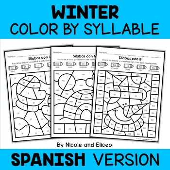Preview of Winter Color by Spanish Syllable Activities