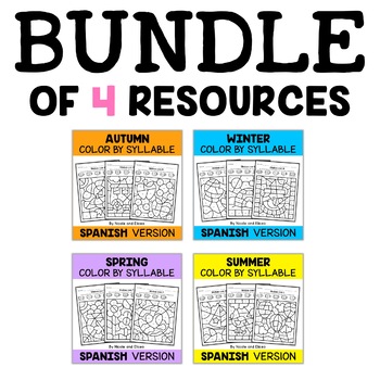 Preview of Color by Spanish Syllable Activities Bundle