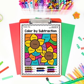 autumnfall color by subtraction worksheets by terrific teaching tactics
