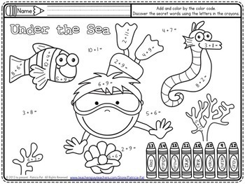Addition Math Center Coloring Page FREE Color by Number | TpT