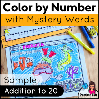 Preview of Addition Math Center Coloring Page FREE Color by Number Summer
