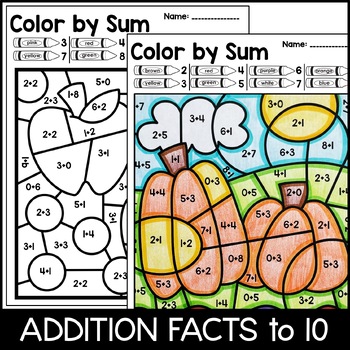 Color By Number: Fall Addition And Subtraction Practice By Amanda Garcia