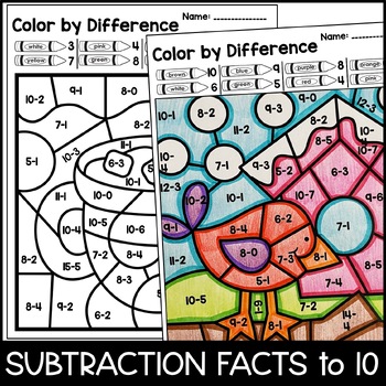 Color by Sum and Difference: Winter Addition and Subtraction Practice