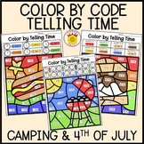 Color by Telling Time Camping and BBQ Theme