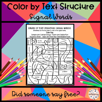 Preview of Color by Text Structure Signal Words FREE