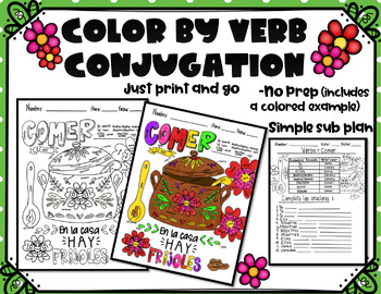 Preview of Color by Verb Conjugation- Spanish Verb Comer - Conjugacion del Verbo Comer