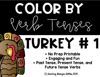 Preview of Verb Tense Coloring Sheet - Thanksgiving Turkey Edition #1