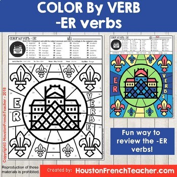 Preview of Color by Verbs French ER Verbs - Color by Conjugation - 1 Version (Le Louvre)