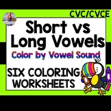 Color by Vowel Sound: Long vs Short Vowels CVC/CVCe