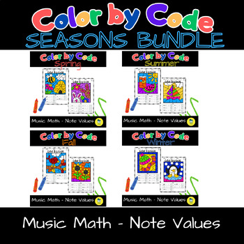 Preview of Color by code - Seasons Bundle- Note values
