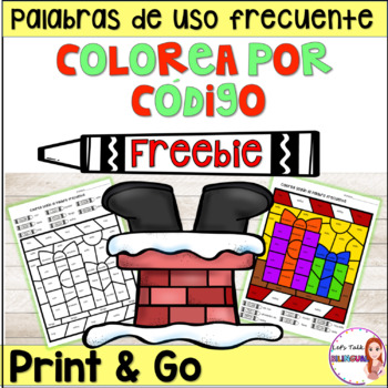 Preview of Color by code- sight words in spanish - Christmas activities - Navidad - Freebie