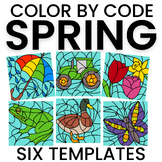 Color by code template for color by number SPRING themed w