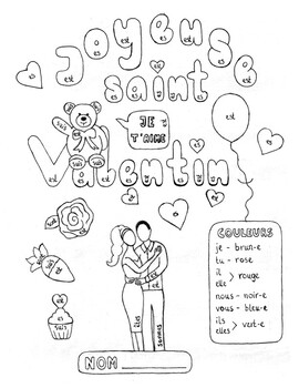 French Valentine's Day ÊTRE to be color by conjugation fun no prep ...