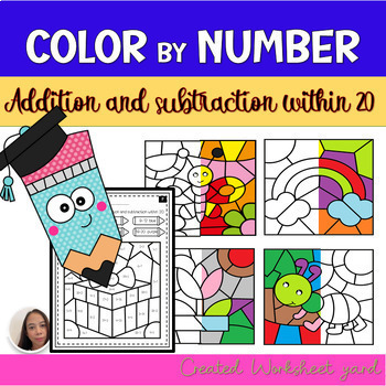 Preview of Color by number addition and subtraction within 20