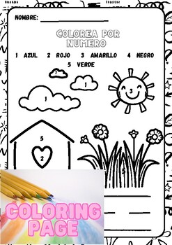 Preview of Color by number in Spanish - Coloring worksheet