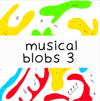 Preview of Musical Blobs 3 - Color by number | K-3rd grade note recognition activity