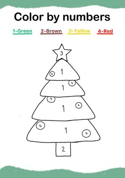 Color by numbers for kids: Christmas tree by Pondering shoppp | TPT