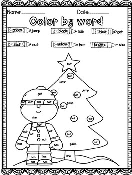 Color by sight word: Christmas pictures by That's So Linhares | TPT