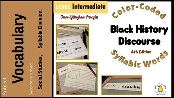 Preview of Color-coded Syllabic Words ~ Essential Black History Discourse 4th Edition