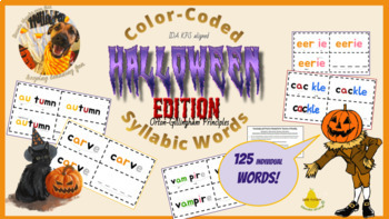 Preview of Color-coded Syllabic Words ~ Halloween Edition ~ Dyslexia/Phonics/Vocabulary
