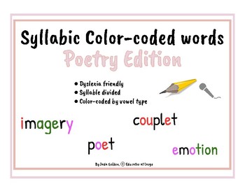 Preview of Color-coded Syllabic Words ~ Poetry Edition~