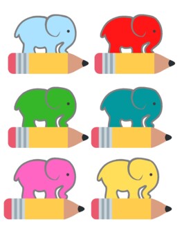 Preview of Color elephant name tags