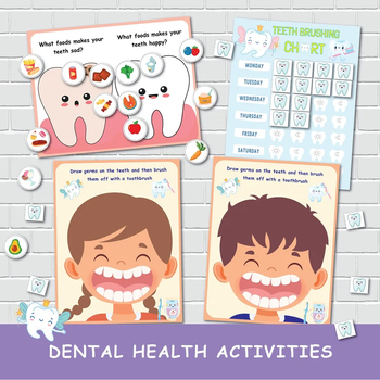 Preview of Dental Health Preschool Printable Activity for Kids, Teeth Brushing Chart