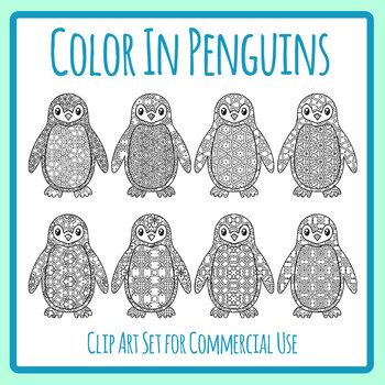 Color in Penguins - Cold Birds / Arctic Animals Detailed Coloring In ...